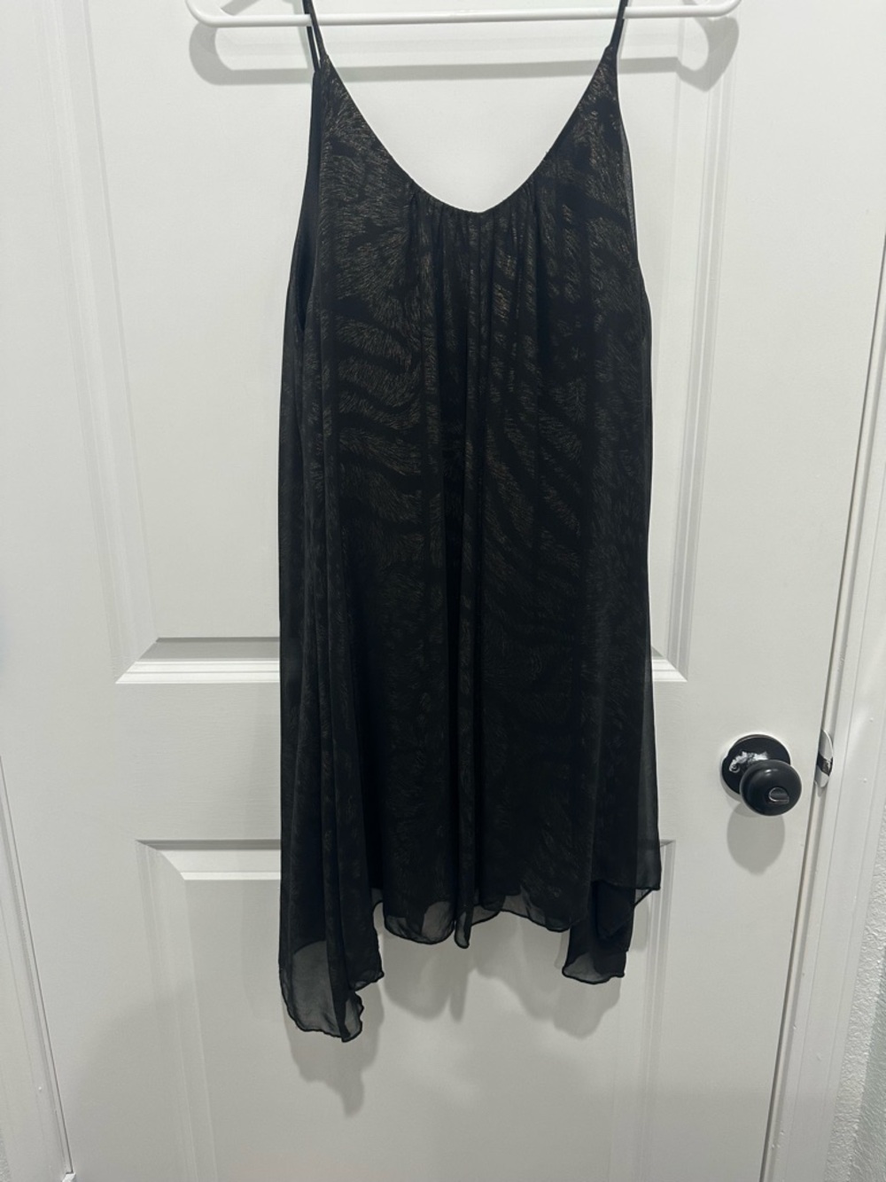 En Creme Black Asymmetrical Mini Dress
